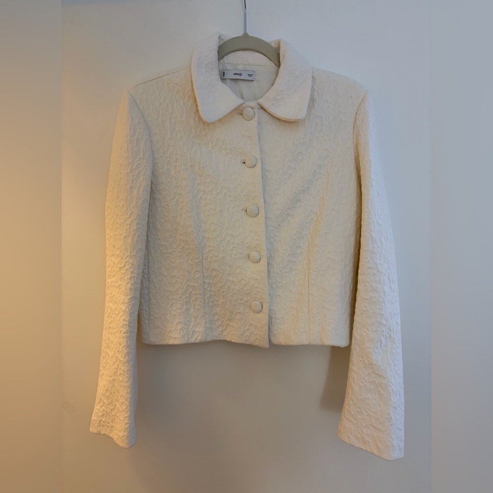 Mango Off-White Textured Women's Jacket